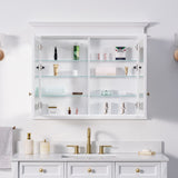 Forclover Solid Wood 40-in x 32-in Recessed Mount White Mirrored Soft Close Medicine Cabinet