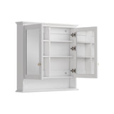 Forclover Solid Wood 36-in x 30-in Surface/Recessed Mount White Mirrored Soft Close Medicine Cabinet