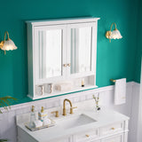 Forclover Solid Wood 36-in x 30-in Surface/Recessed Mount White Mirrored Soft Close Medicine Cabinet