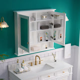Forclover Solid Wood 36-in x 30-in Surface/Recessed Mount White Mirrored Soft Close Medicine Cabinet