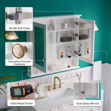 Forclover Solid Wood 36-in x 30-in Surface/Recessed Mount White Mirrored Soft Close Medicine Cabinet
