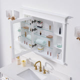 WELLFOR GRACE Solid Wood 40-in x 32-in Recessed Mount White Mirrored Soft Close Medicine Cabinet