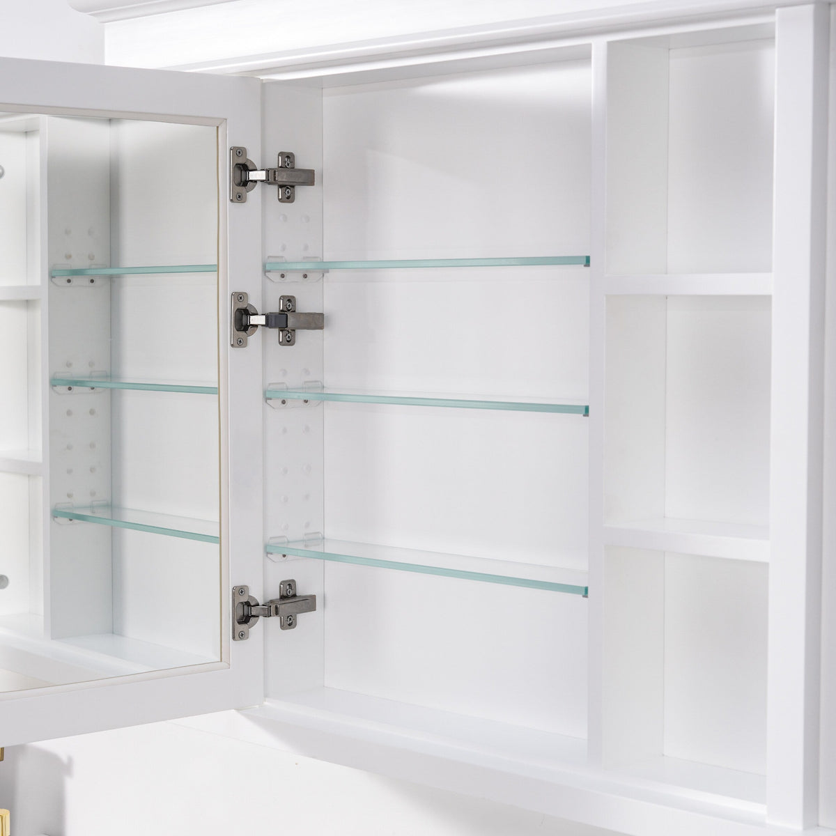 WELLFOR GRACE Solid Wood 40-in x 32-in Recessed Mount White Mirrored Soft Close Medicine Cabinet