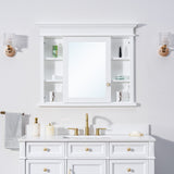 WELLFOR GRACE Solid Wood 40-in x 32-in Recessed Mount White Mirrored Soft Close Medicine Cabinet