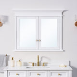 WELLFOR GRACE Solid Wood 40-in x 32-in Recessed Mount White Mirrored Soft Close Medicine Cabinet