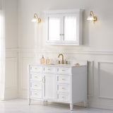 WELLFOR GRACE Solid Wood 40-in x 30-in Surface Mount White Mirrored Soft Close Medicine Cabinet