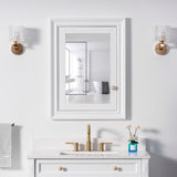 WELLFOR GRACE Solid Wood 24-in x 32-in Recessed Mount White Mirrored Soft Close Medicine Cabinet