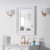 WELLFOR GRACE Solid Wood 24-in x 32-in Recessed Mount White Mirrored Soft Close Medicine Cabinet
