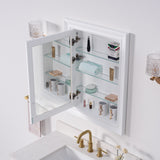 WELLFOR GRACE Solid Wood 24-in x 32-in Recessed Mount White Mirrored Soft Close Medicine Cabinet