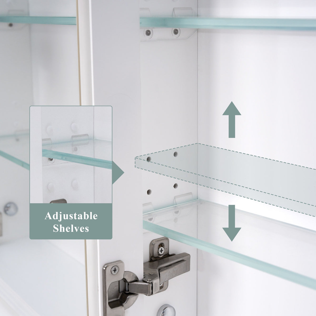 WELLFOR GRACE Solid Wood 24-in x 32-in Recessed Mount White Mirrored Soft Close Medicine Cabinet