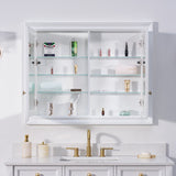 WELLFOR GRACE Solid Wood 40-in x 32-in Recessed Mount White Mirrored Soft Close Medicine Cabinet