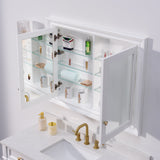 WELLFOR GRACE Solid Wood 40-in x 32-in Recessed Mount White Mirrored Soft Close Medicine Cabinet