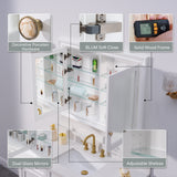 WELLFOR GRACE Solid Wood 40-in x 32-in Recessed Mount White Mirrored Soft Close Medicine Cabinet
