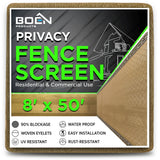 BOEN 8-ft H x 50-ft W Beige Polyethelene Chain Link Fence Screen