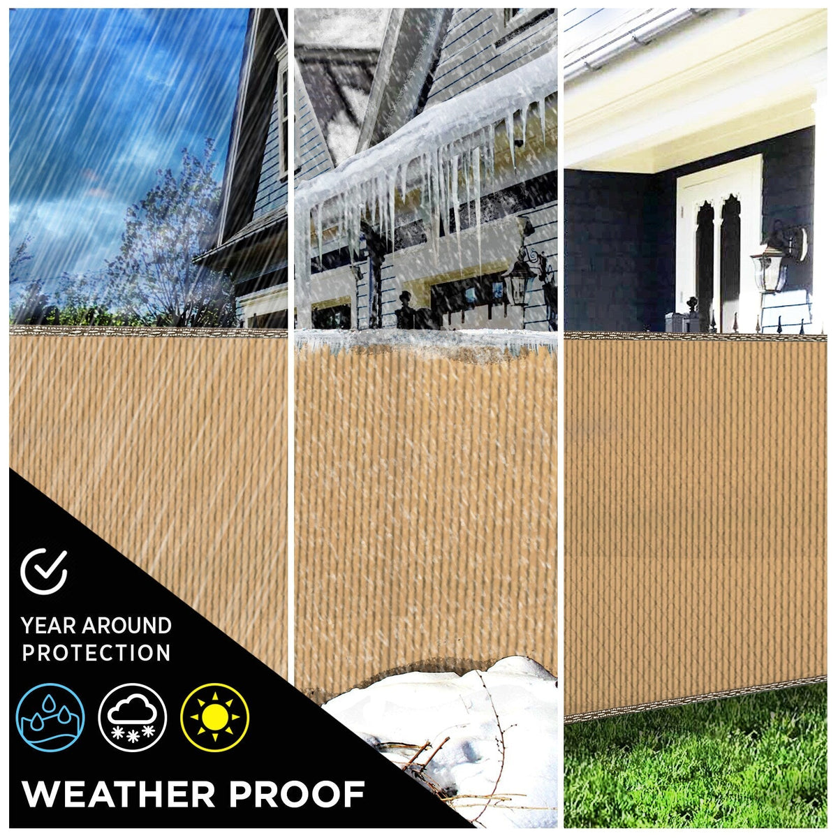 BOEN 8-ft H x 50-ft W Beige Polyethelene Chain Link Fence Screen