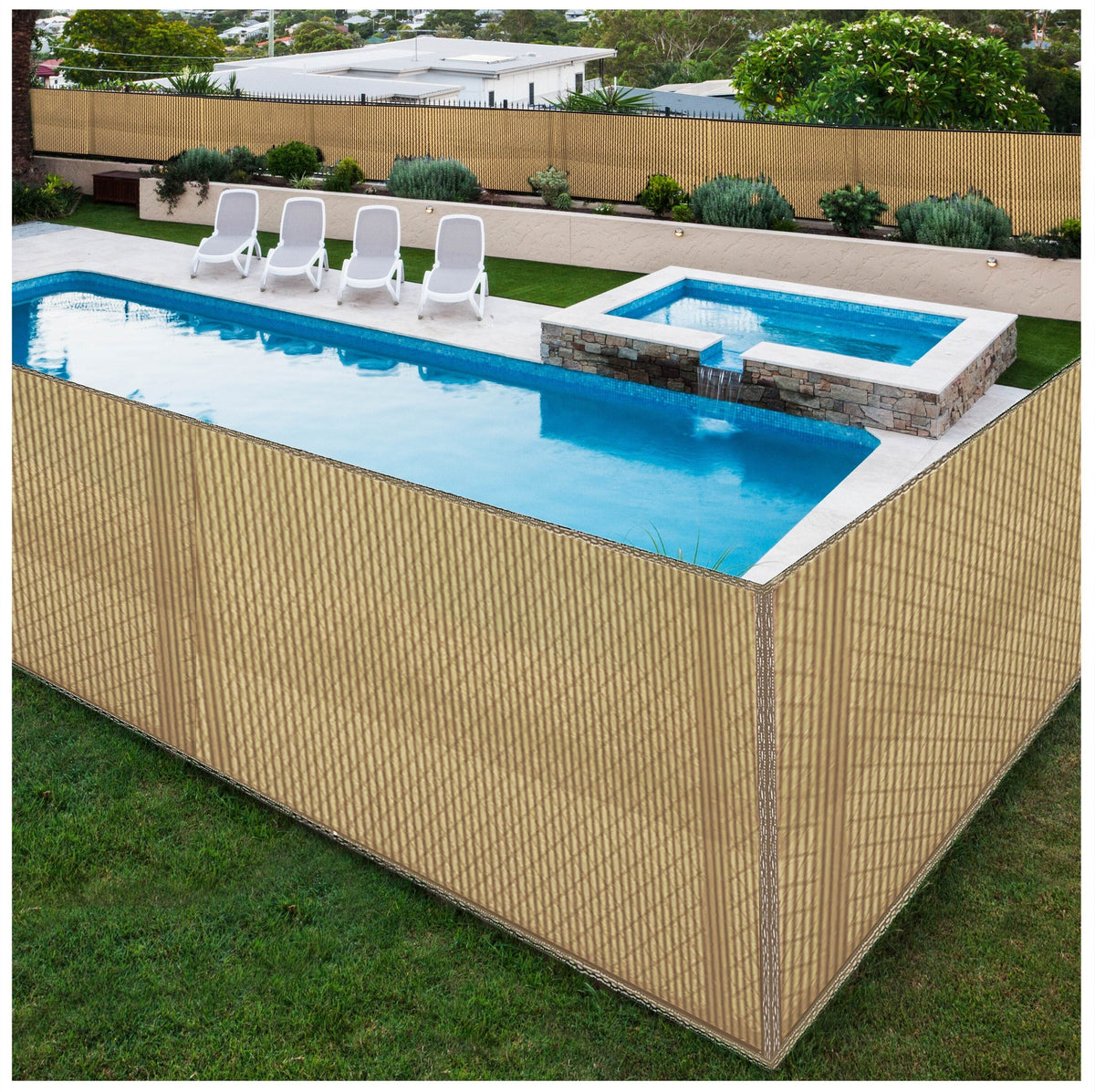 BOEN 8-ft H x 50-ft W Beige Polyethelene Chain Link Fence Screen