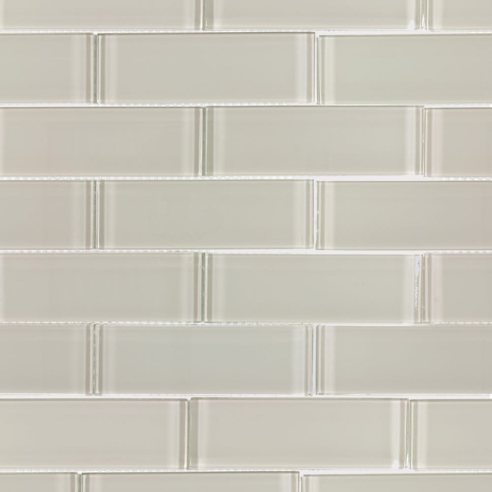 Elida Ceramica 2-in x 6-in Beige Glossy Glass Brick Mosaic Wall Tile, 12-in x 12-in Sheet