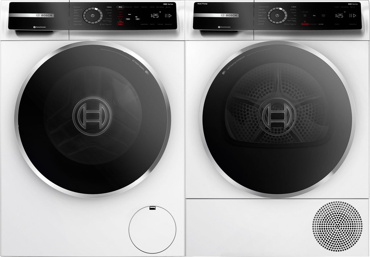 Bosch 4.0-cu ft 500 Series Ventless Heat Pump Stackable Electric Dryer, Reversible Side-Swing Door, White, ENERGY STAR