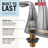 Delta Foundations Chrome 2-Handle 4-in Centerset WaterSense Bathroom Sink Faucet with Drain, B2515LF-PPU-ECO