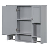 DELUXE LIVING 35-in x 28.7-in x 6.7-in Gray Soft Close Bathroom Wall Cabinet