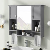 DELUXE LIVING 35-in x 28.7-in x 6.7-in Gray Soft Close Bathroom Wall Cabinet