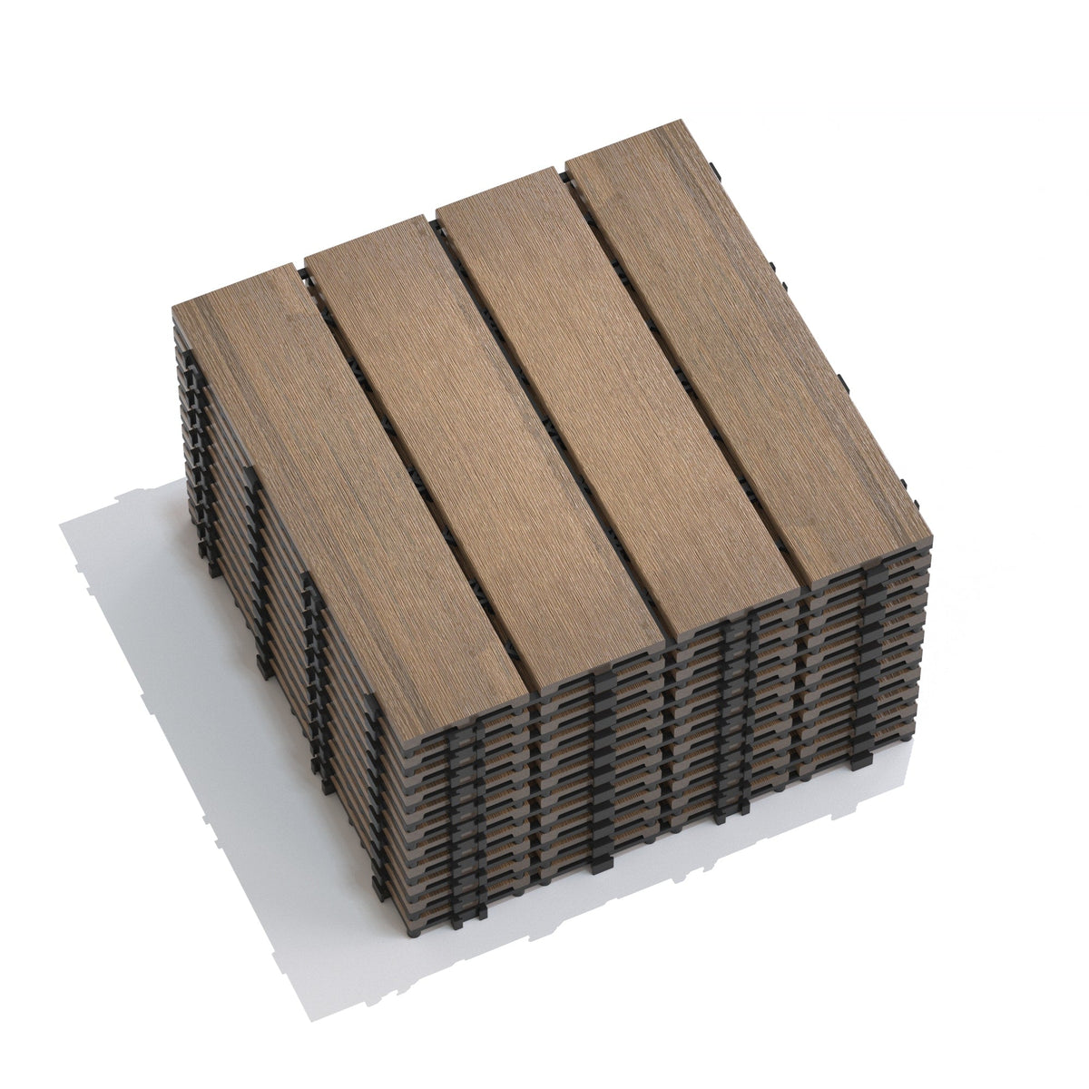 Maocao Hoom 11.8-in x 11.8-in Oak Prefinished Pressure Treated Composite Deck Tile (10.63-sq ft)