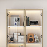 FUFU&GAGA Display Cabinet with 4 Glass Doors and Lights, 5-Tier Storage Shelves, Pop-up Design, Trophy Case Display Cabinet for Collectibles, Display Case Cabinet Black