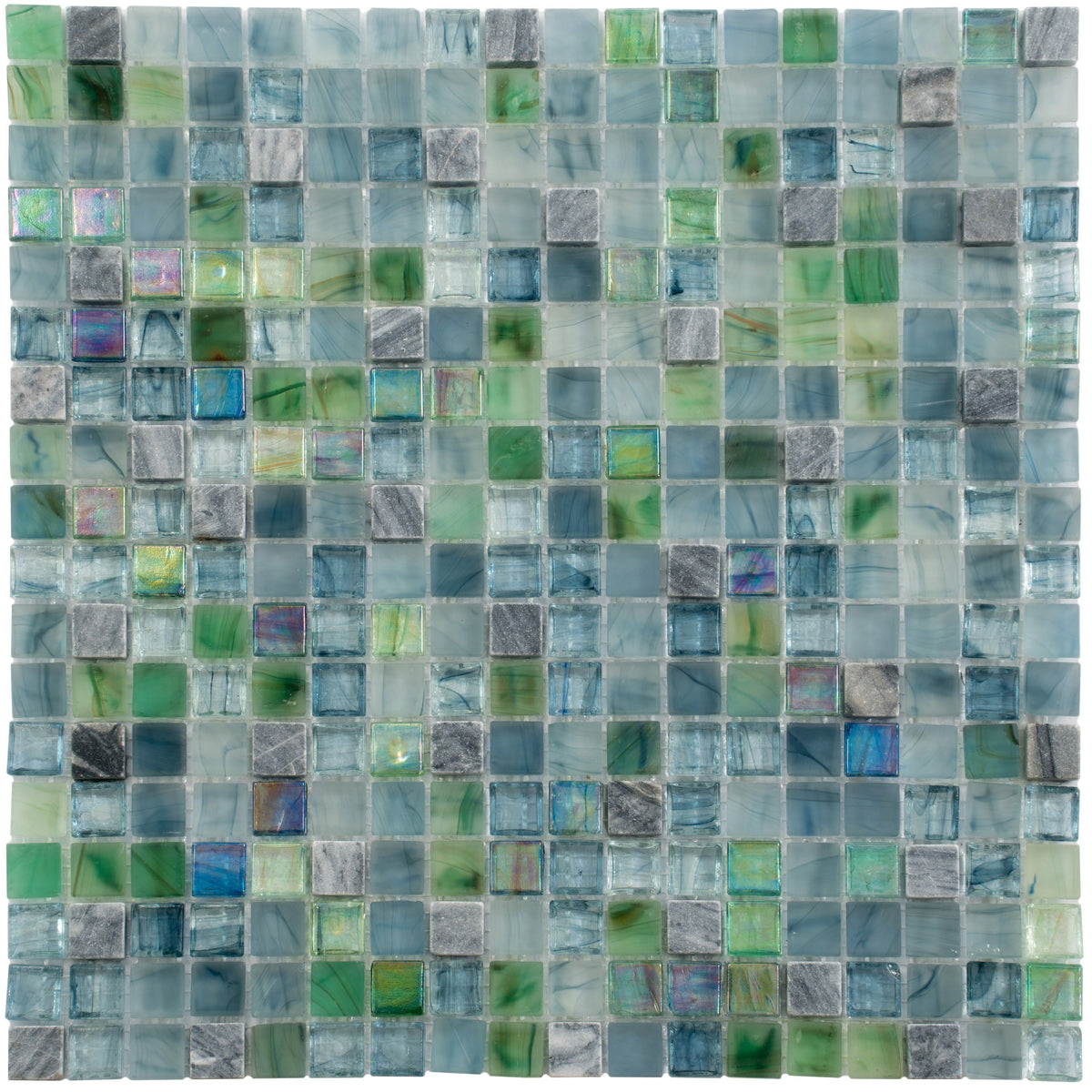 Apollo Tile Mingles Stone Blue and Green 11-1/2-in x 11-1/2-in Glossy Glass Uniform Squares Floor and Wall Tile (18.69-sq. ft/ Carton)