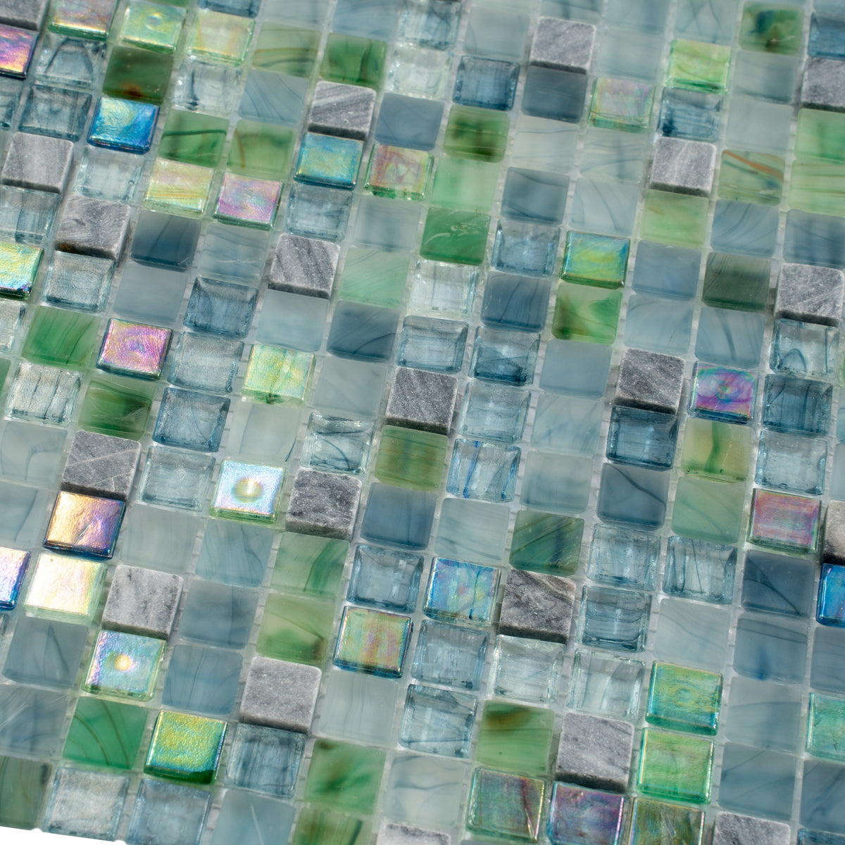 Apollo Tile Mingles Stone Blue and Green 11-1/2-in x 11-1/2-in Glossy Glass Uniform Squares Floor and Wall Tile (18.69-sq. ft/ Carton)