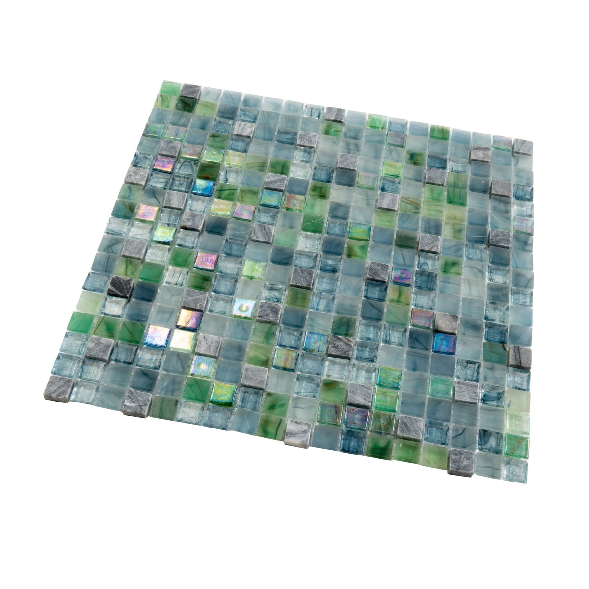 Apollo Tile Mingles Stone Blue and Green 11-1/2-in x 11-1/2-in Glossy Glass Uniform Squares Floor and Wall Tile (18.69-sq. ft/ Carton)