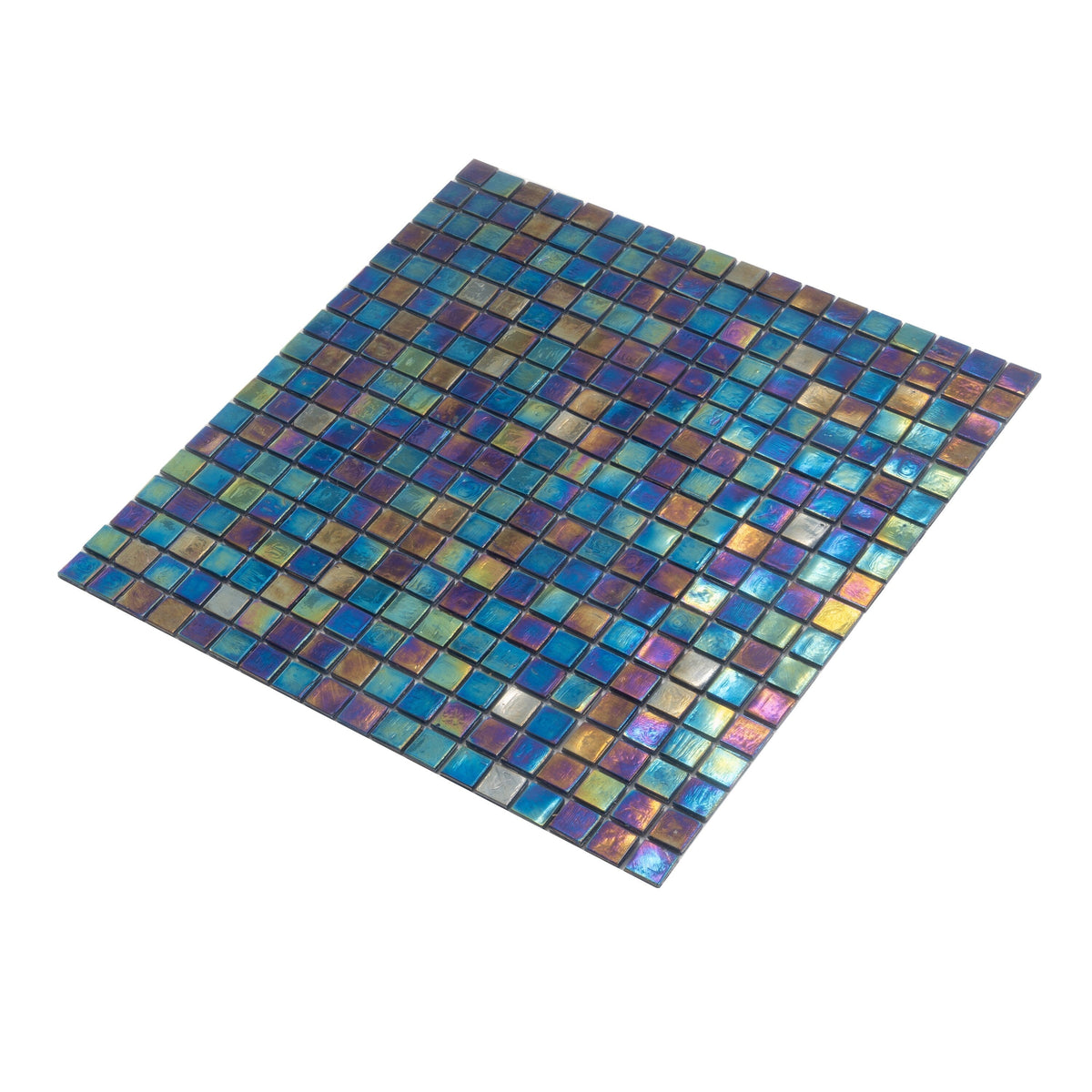 Apollo Tile Skosh Dark Shimmer Multi Blue 11-1/2-in x 11-1/2-in Glossy Glass Uniform Squares Floor and Wall Tile (18.69-sq. ft/ Carton)
