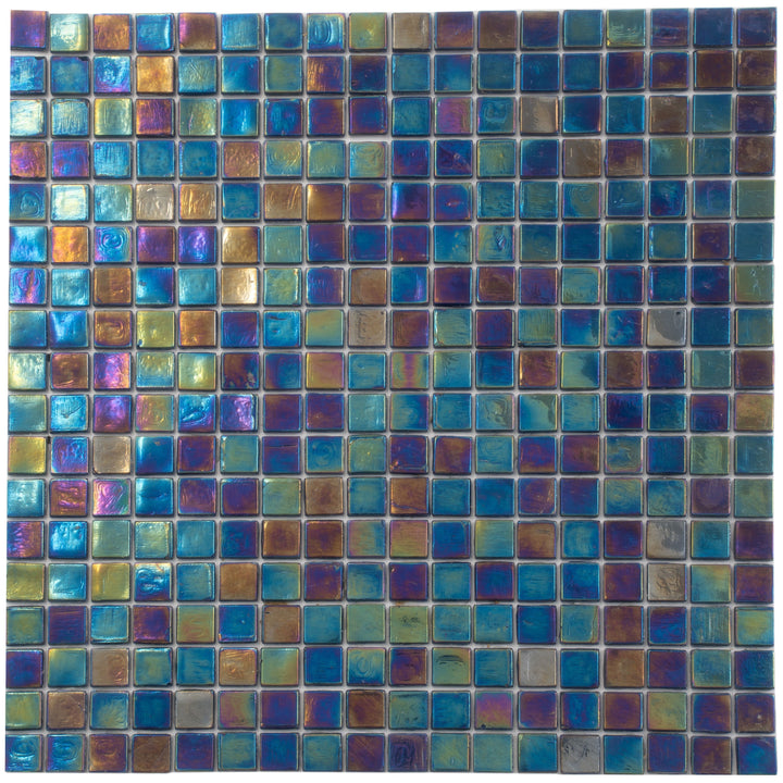 Apollo Tile Skosh Dark Shimmer Multi Blue 11-1/2-in x 11-1/2-in Glossy Glass Uniform Squares Floor and Wall Tile (18.69-sq. ft/ Carton)