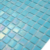 Apollo Tile Nacreous Cyan Blue 12-in x 12-in Glossy Glass Uniform Squares Floor and Wall Tile (20-sq. ft/ Carton)