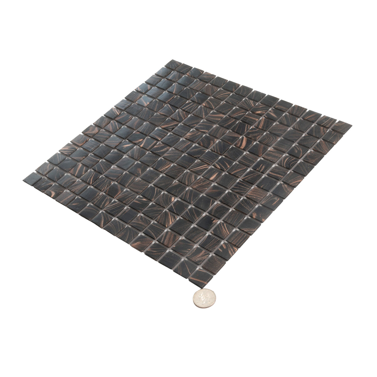 Apollo Tile Celestial Umber Brown and Gold 12-in x 12-in Glossy Glass Uniform Squares Floor and Wall Tile (20-sq. ft/ Carton)
