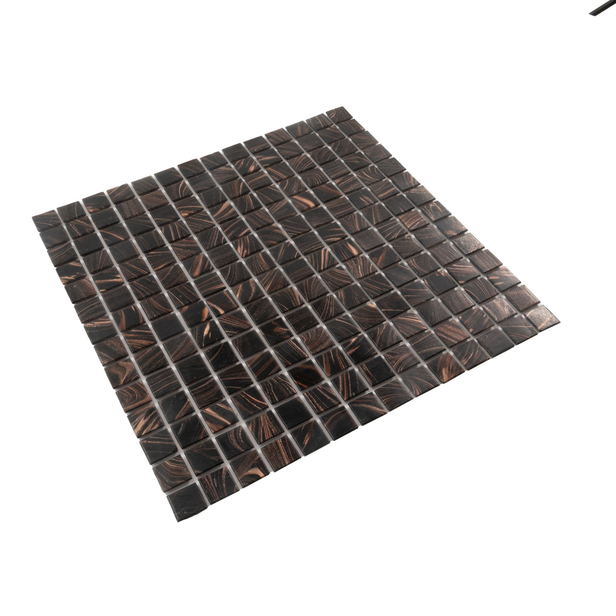 Apollo Tile Celestial Umber Brown and Gold 12-in x 12-in Glossy Glass Uniform Squares Floor and Wall Tile (20-sq. ft/ Carton)
