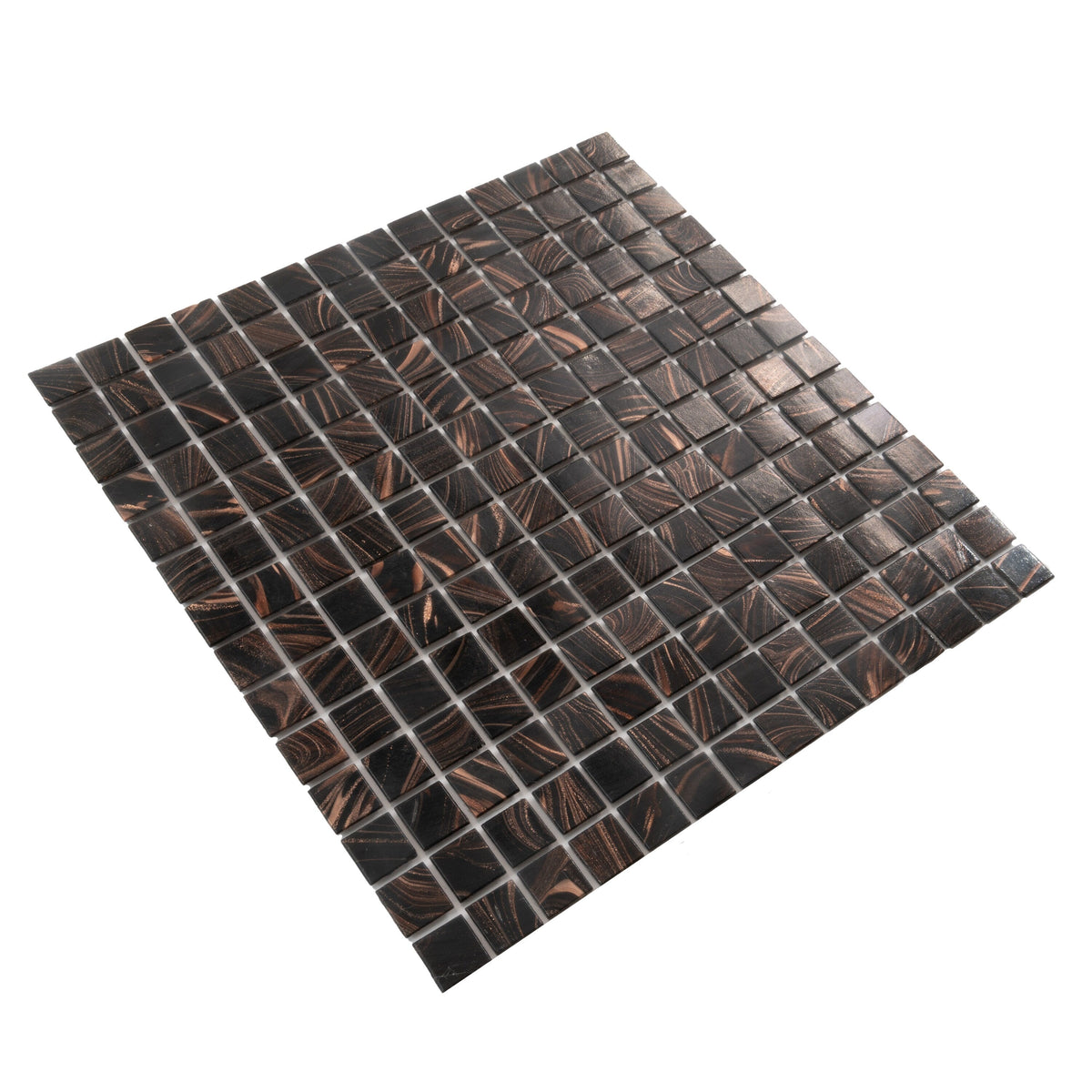 Apollo Tile Celestial Umber Brown and Gold 12-in x 12-in Glossy Glass Uniform Squares Floor and Wall Tile (20-sq. ft/ Carton)