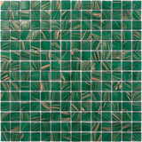 Apollo Tile Celestial Lincoln Green and Gold 12-in x 12-in Glossy Glass Uniform Squares Floor and Wall Tile (20-sq. ft/ Carton)