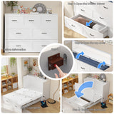 FUFU&GAGA Full Size Murphy Bed Cabinet with Charging Station and Drawer