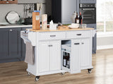 Damerin White Wood Base with Wood Top Rolling Kitchen Island (18.13-in x 60.5-in x 36.75-in)
