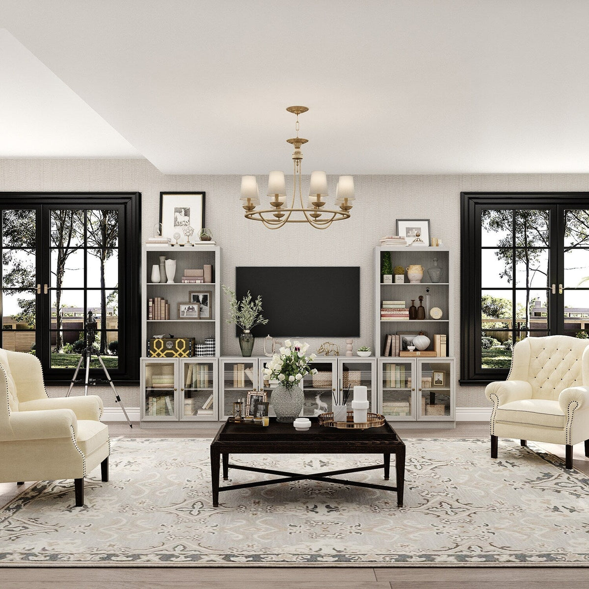 FUFU&GAGA Modern/Contemporary Gray Tv Cabinet (Accommodates TVs up to 56-in)