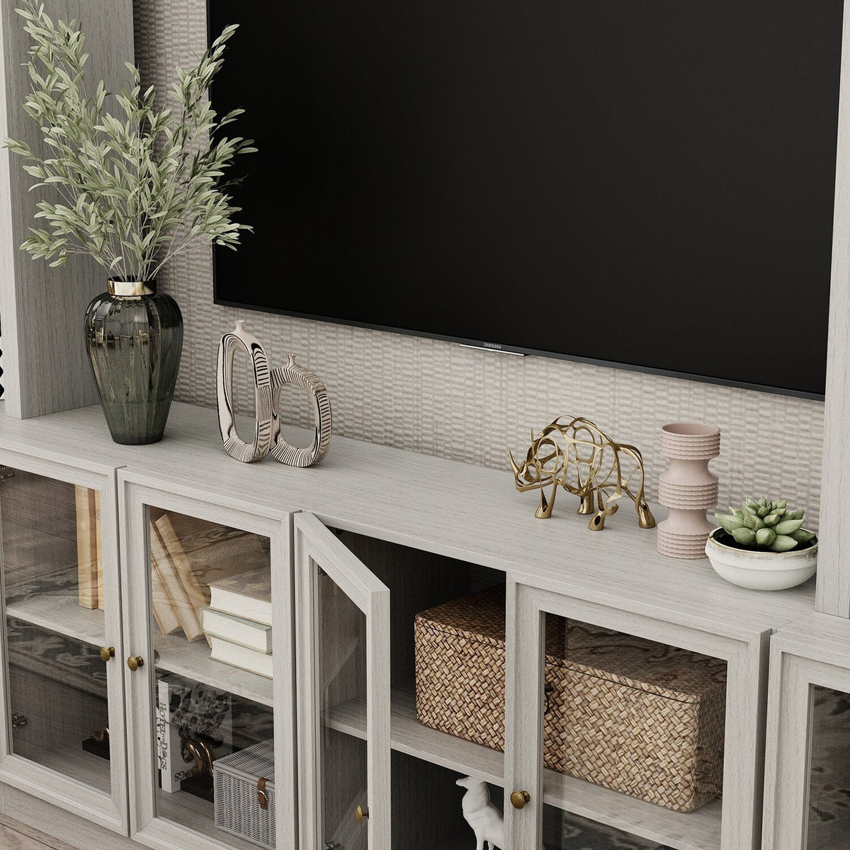 FUFU&GAGA Modern/Contemporary Gray Tv Cabinet (Accommodates TVs up to 56-in)