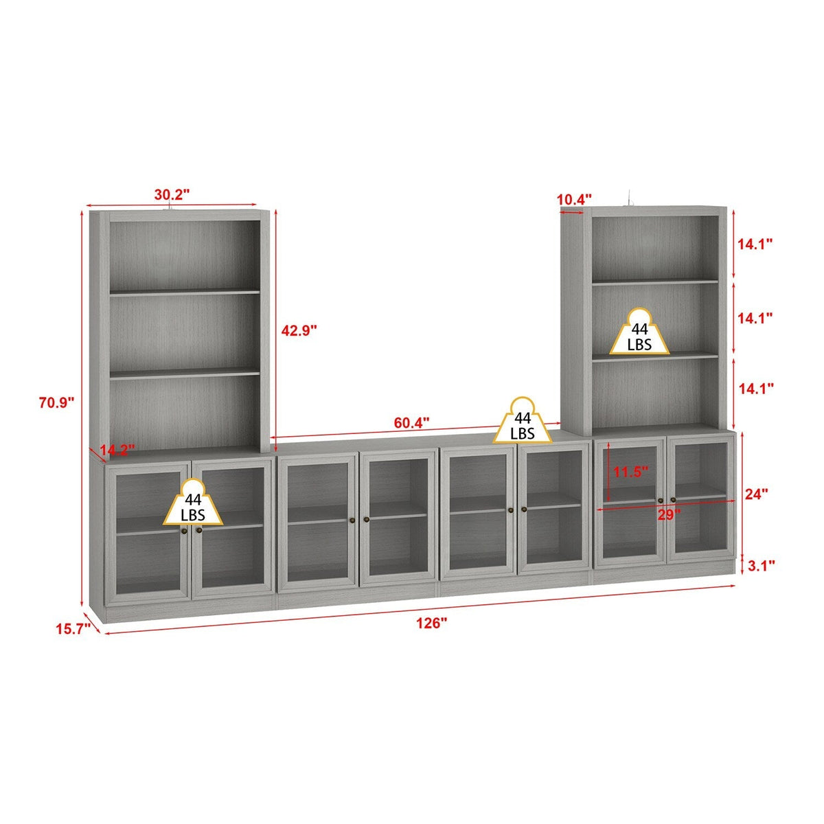 FUFU&GAGA Modern/Contemporary Gray Tv Cabinet (Accommodates TVs up to 56-in)