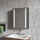 Forclover 20-in x 26-in Lighted LED Fog Free Surface Mount Black Mirrored Soft Close Medicine Cabinet