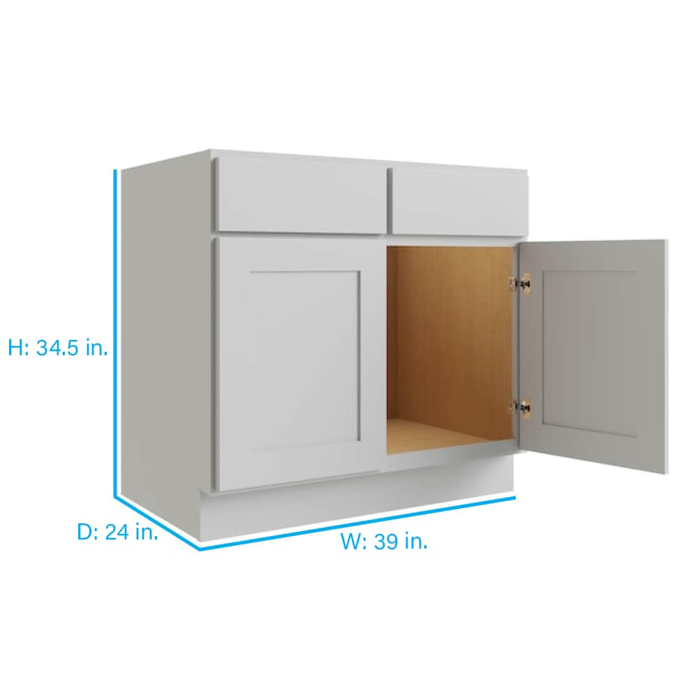 RELIABILT Parkstone 39-in W x 34.5-in H x 24-in D Grey Base Fully Assembled Plywood Cabinet (Flat Panel Shaker Door Style)