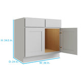 RELIABILT Parkstone 39-in W x 34.5-in H x 24-in D Grey Base Fully Assembled Plywood Cabinet (Flat Panel Shaker Door Style)