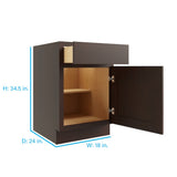 RELIABILT Parkstone 18-in W x 34.5-in H x 24-in D Espresso 1-Drawer Base Fully Assembled Plywood Cabinet (Flat Panel Shaker Style)