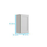 RELIABILT 21-in W x 30-in H x 12-in D Grey Wall Fully Assembled Plywood Cabinet (Shaker Door Style)