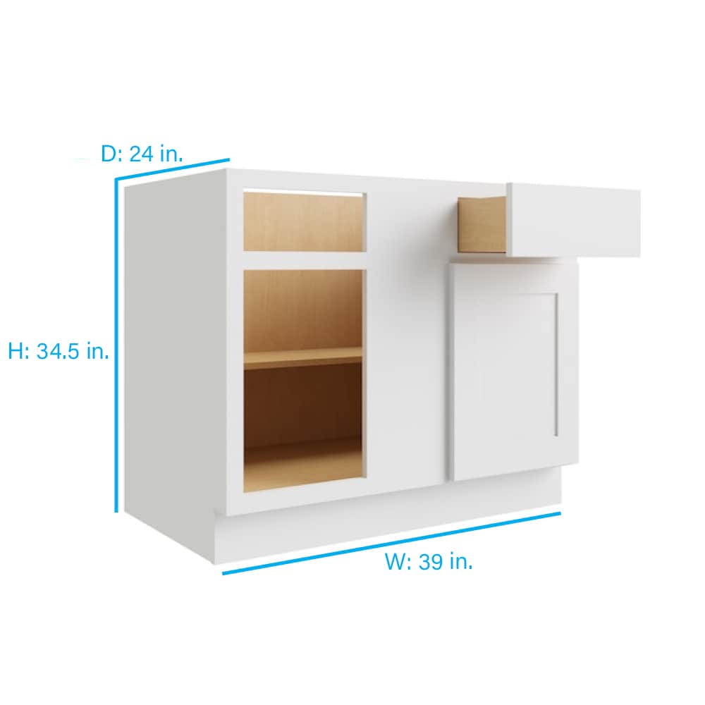 RELIABILT Parkstone 39-in W x 34.5-in H x 24-in D White Blind 1-Drawer Base Fully Assembled Plywood Cabinet (Flat Panel Shaker Style)