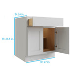 RELIABILT 27-in W x 34.5-in H x 24-in D Grey 1-Drawer Base Fully Assembled Plywood Cabinet (Flat Panel Shaker Style)
