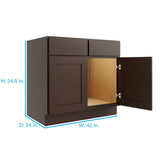 RELIABILT Parkstone 42-in W x 34.5-in H x 24-in D Espresso Sink Base Fully Assembled Plywood Cabinet (Flat Panel Shaker Style)